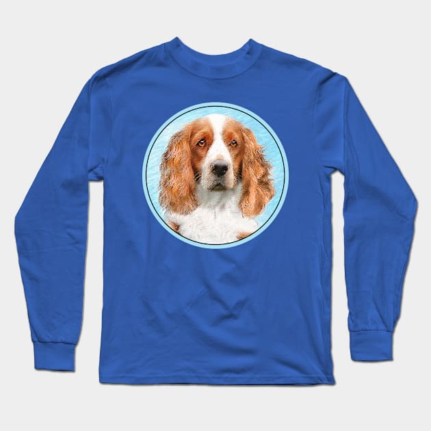 Welsh Springer Spaniel Painting - Original Dog Art Long Sleeve T-Shirt by Alpen Designs